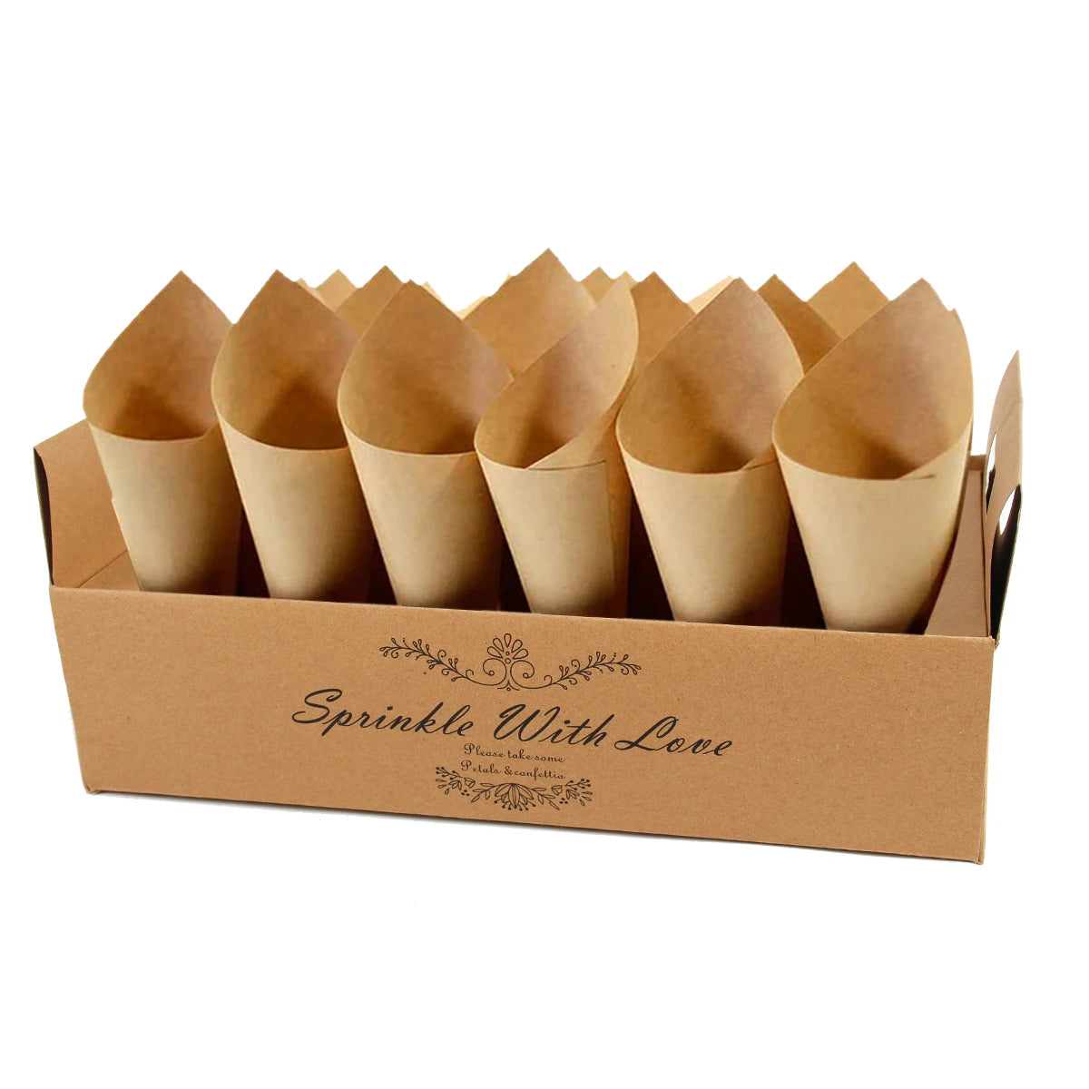 Kraft Paper Wedding Tray Confetti Cone Stand Box Tray Rustic Wedding Decoration Wedding Confetti Cones Wedding Cones Set supply Good Vibrations