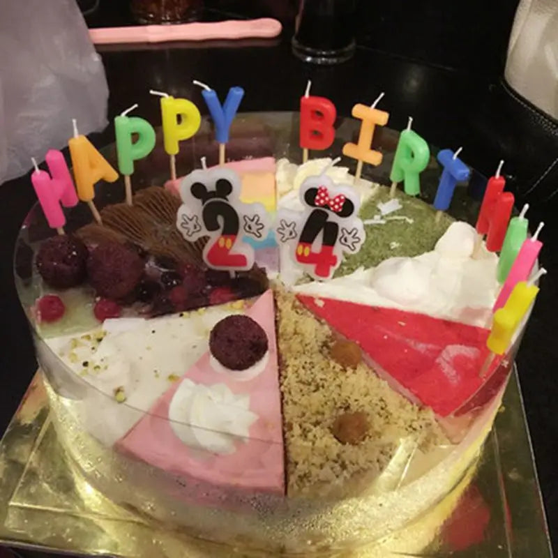 Hot Happy Birthday Number 0-9 Candles Cartoon Mickey Minnie Mouse Candle Cake Cupcake Topper Party Decoration Supplies DIY Gifts Good Vibrations