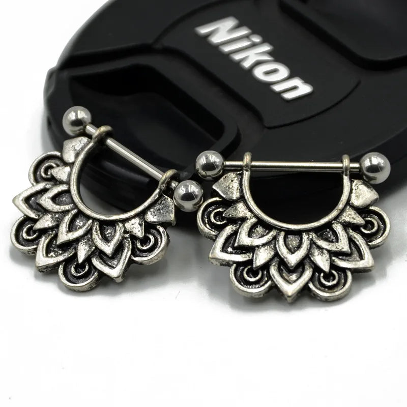 1Pair Flower Charming Nipple Rings For Women Body Piercing Jewelry Nipple Piercing Heart Barbell 14G Nipple Shield Good Vibrations Adult Super Store