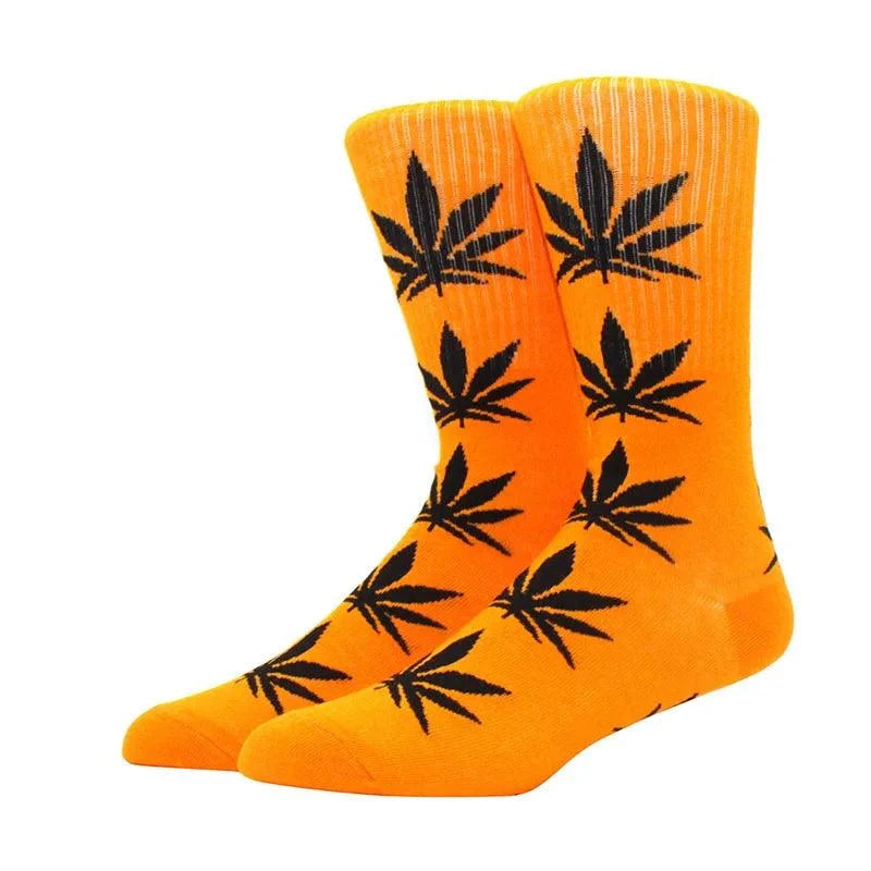 1 pair Men's Fashion Business Weed Hemp Cotton Socks Street Fashion Skateboard Couple Girls Harajuku Trend Socks Give Men a Gift Good Vibrations Adult Super Store
