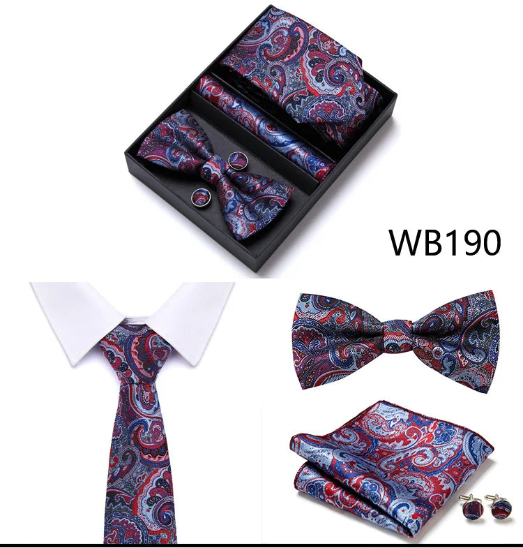 Tie For Men Formal Dress Tuxedo NeckTie Handkerchief Bow Tie Set PlaisyParty Groom Wedding Butterfly Bowtie In Box Good Vibrations