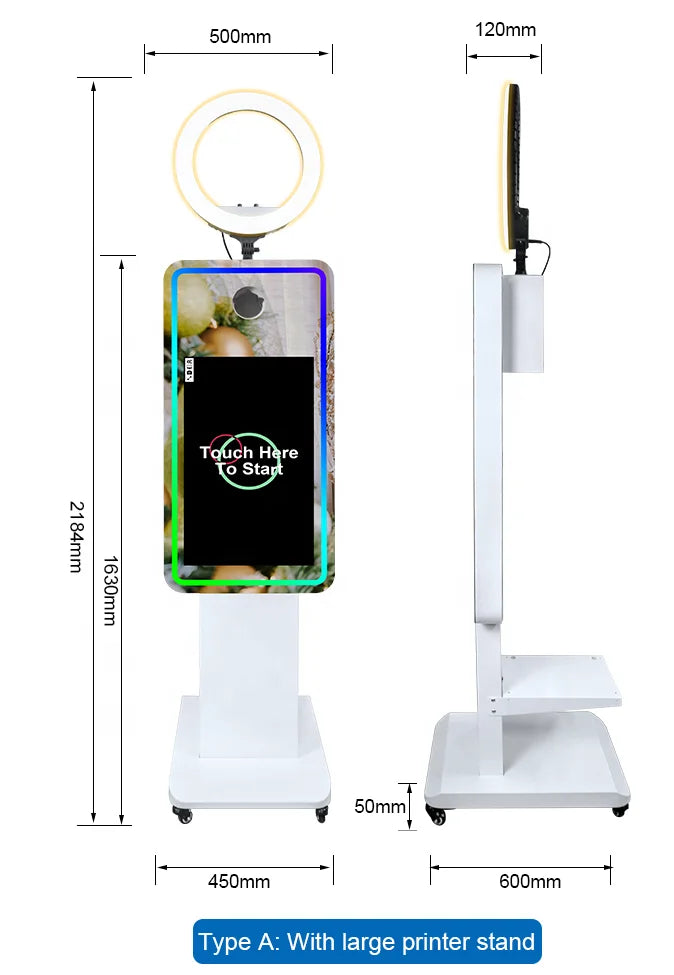 Travel Case Pack DSLR Selfie Photo Booth Shell Wedding Party Supply Mirror Photo Booth with LCD Touch Screen Computer Good Vibrations