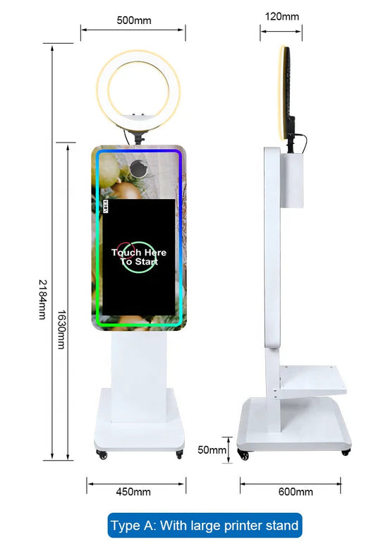 Travel Case Pack DSLR Selfie Photo Booth Shell Wedding Party Supply Mirror Photo Booth with LCD Touch Screen Computer Good Vibrations