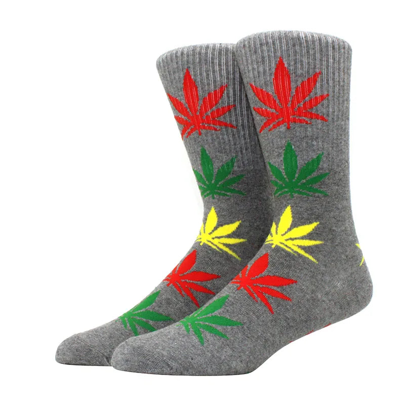 1 pair Men's Fashion Business Weed Hemp Cotton Socks Street Fashion Skateboard Couple Girls Harajuku Trend Socks Give Men a Gift Good Vibrations Adult Super Store