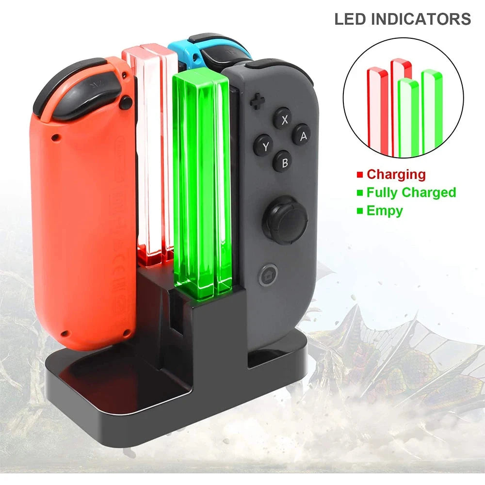 Nintend Switch 4 Controller Charger LED Indicator Charging Dock Station for Nitendo Switch Nintendoswitch NS Joy-con Accessories Good Vibrations