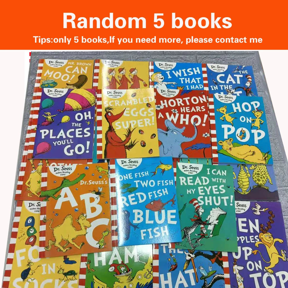5 Books/Set A Classic Case of Dr. Seuss Children Fun Interesting English Picture Story Book 3-11 Years Kids Learning Toys Good Vibrations