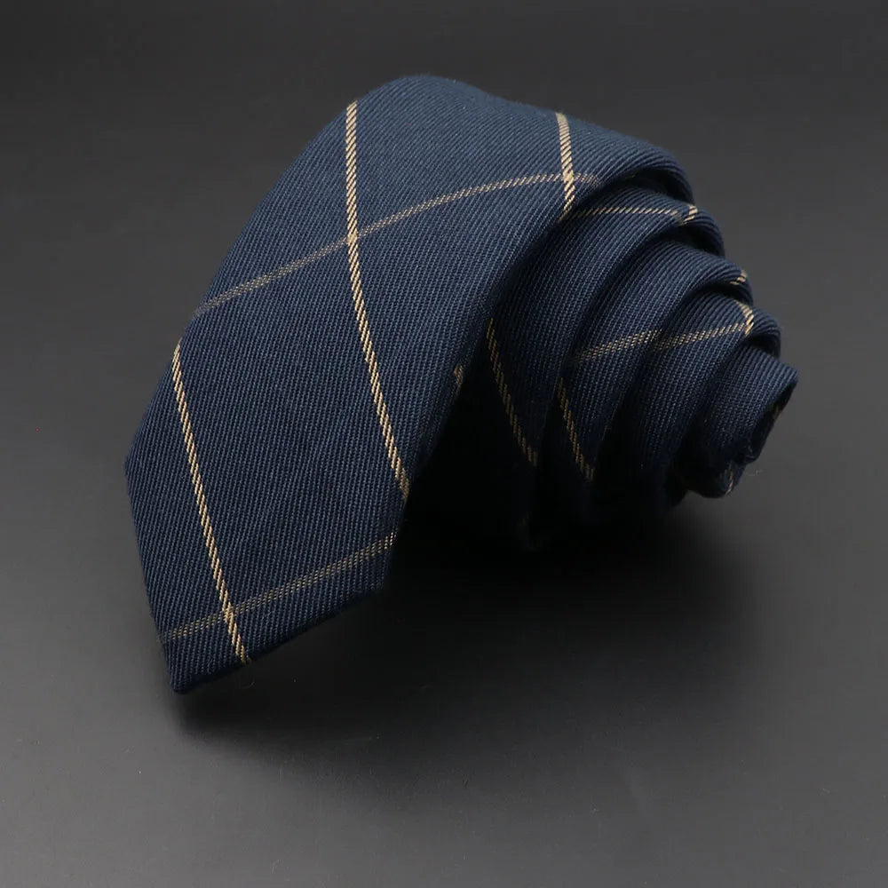 Mens Ties 6cm Classic Cotton Handmade Skinny Grey Plaid Neckties Striped Narrow Collar Slim Cashmere Casual Tie Accessories Gift Good Vibrations