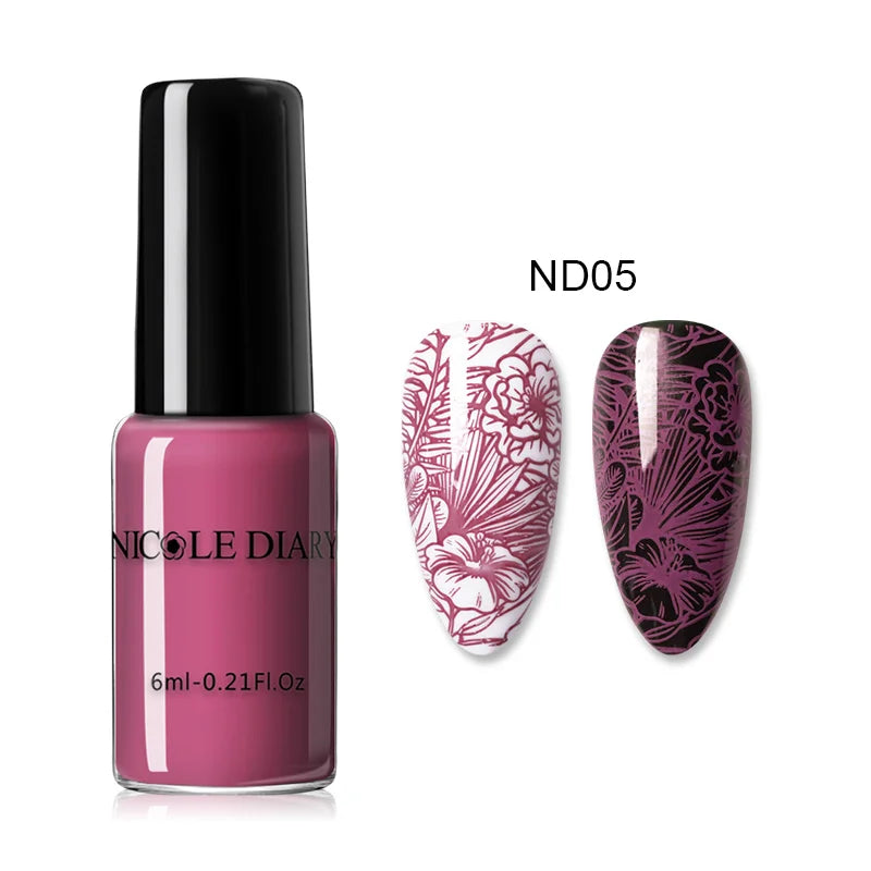 NICOLE DIARY Stamping Nail Polish Black White Gold Silver Nail Art Printing Varnish DIY Design for Stamping Plate Nails Painting Good Vibrations