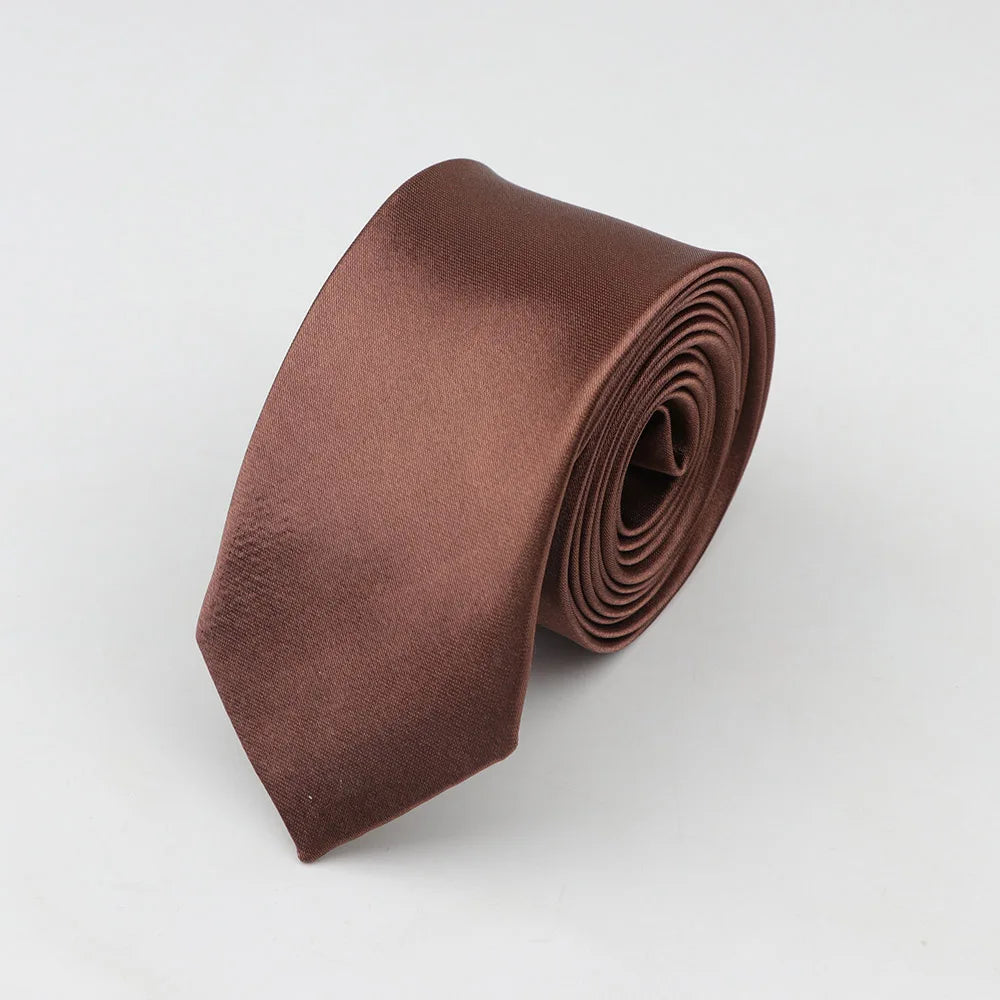 Tie for Men Solid Color Slim Necktie Polyester Narrow Cravat Blue Purple Gold Pink Formal Ties Fashion Daily Shirt Accessory Good Vibrations