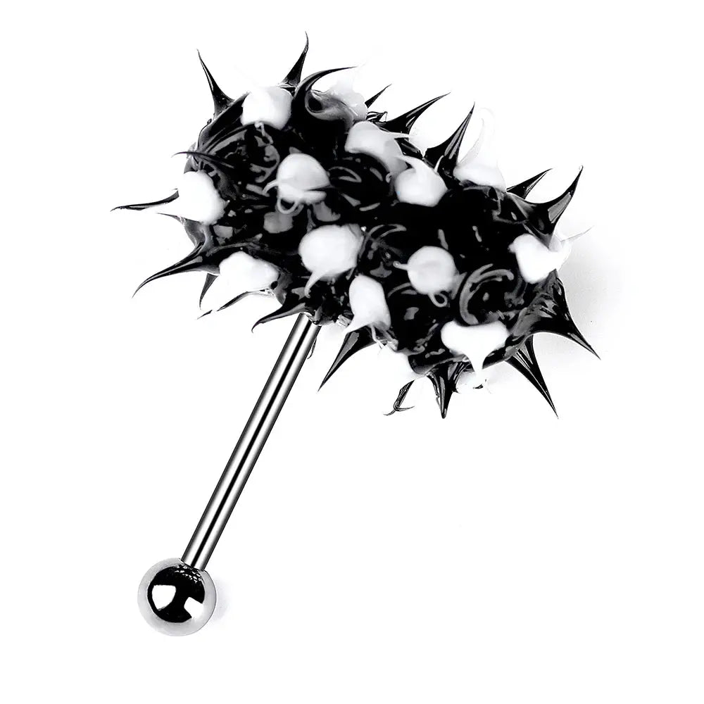 With Battey Vibrating Tongue Ring 16G Surgical Steel Tongue Piercing Ring Vibrated Tongue Piercing Bar Body Jewelry Lengua Sexy Good Vibrations Adult Super Store