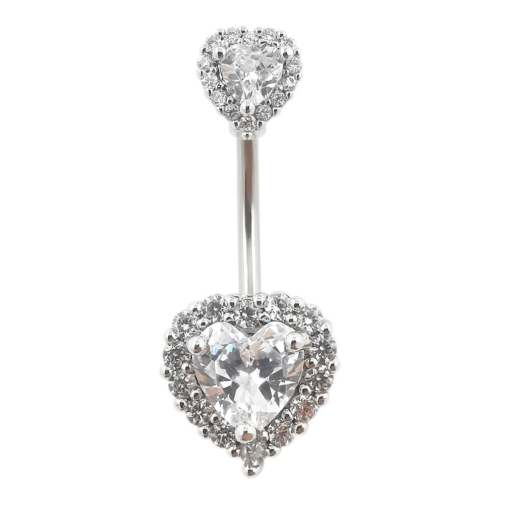 JHJT 14G Heart Belly Button Piercing Navel Ring 316L Surgical Stainless Steel CZ Belly Piercing Ombligo Jewelry for Women Good Vibrations Adult Super Store