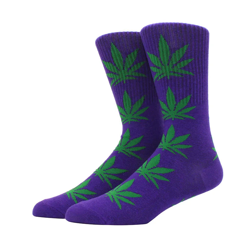 1 pair Men's Fashion Business Weed Hemp Cotton Socks Street Fashion Skateboard Couple Girls Harajuku Trend Socks Give Men a Gift Good Vibrations Adult Super Store