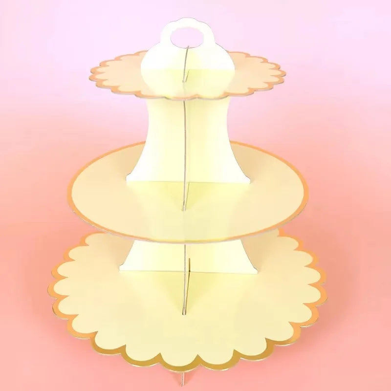 3-Tier Cardboard Cupcake Cake Stand Cupcake Holder for Birthday Party Wedding Baby Shower Christmas Parties Display Dessert Good Vibrations