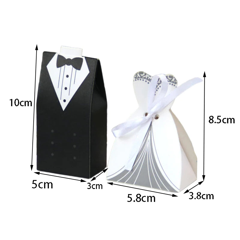 20/30pcs Bride And Groom Candy Box Wedding Favor And Gifts Box Sweet Bags With Ribbon Wedding Decoration Souvenirs Party Decor Good Vibrations