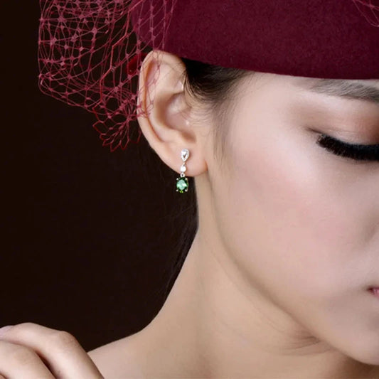 Sterling Silver Fine Oval Drop Earrings Long Dangle Emerald Ohrring Green CZ Gemstone Gioielli Silver 925 Jewelry for Women Gift Good Vibrations