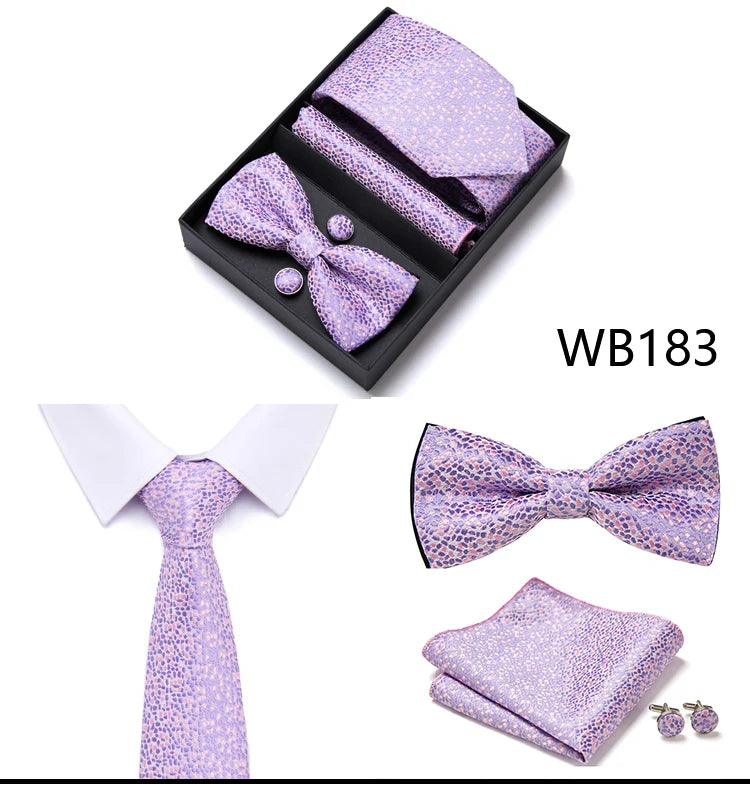 Tie For Men Formal Dress Tuxedo NeckTie Handkerchief Bow Tie Set PlaisyParty Groom Wedding Butterfly Bowtie In Box Good Vibrations