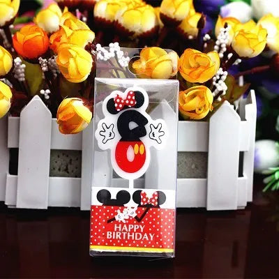 Hot Happy Birthday Number 0-9 Candles Cartoon Mickey Minnie Mouse Candle Cake Cupcake Topper Party Decoration Supplies DIY Gifts Good Vibrations