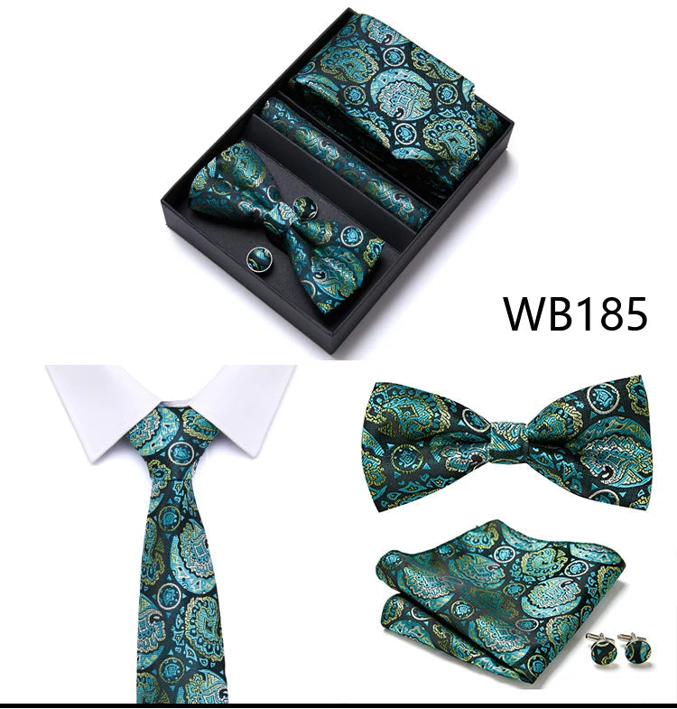 Tie For Men Formal Dress Tuxedo NeckTie Handkerchief Bow Tie Set PlaisyParty Groom Wedding Butterfly Bowtie In Box Good Vibrations