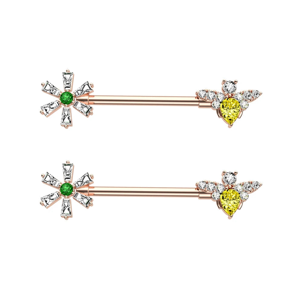 14G Titanium Stainless Butterfly Cat Crystals CZs Shield Barbell Nipple Rings Mixed-Style Heart Flower Dangled Nipple Piercing Good Vibrations Adult Super Store