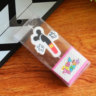 Hot Happy Birthday Number 0-9 Candles Cartoon Mickey Minnie Mouse Candle Cake Cupcake Topper Party Decoration Supplies DIY Gifts Good Vibrations