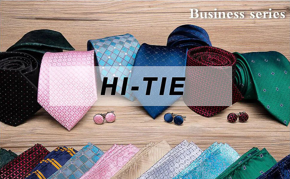 Hi-Tie Champagne Gold Striped Paisley Solid Men Silk Wedding Tie Fashion Design Necktie For Men Hanky Cufflink Business Party Good Vibrations
