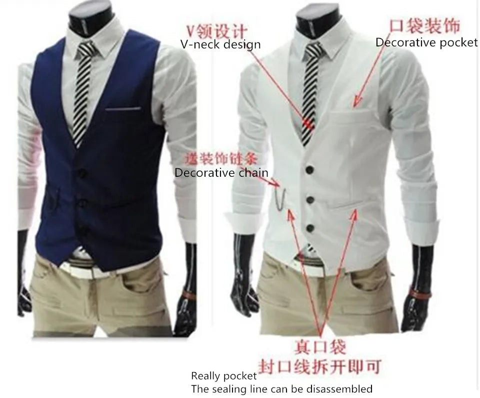 New Arrival Dress Vests For Men Vest Slim Fit Mens Suit Vest Male Waistcoat Gilet Homme Casual Sleeveless Formal Business Jacket Good Vibrations