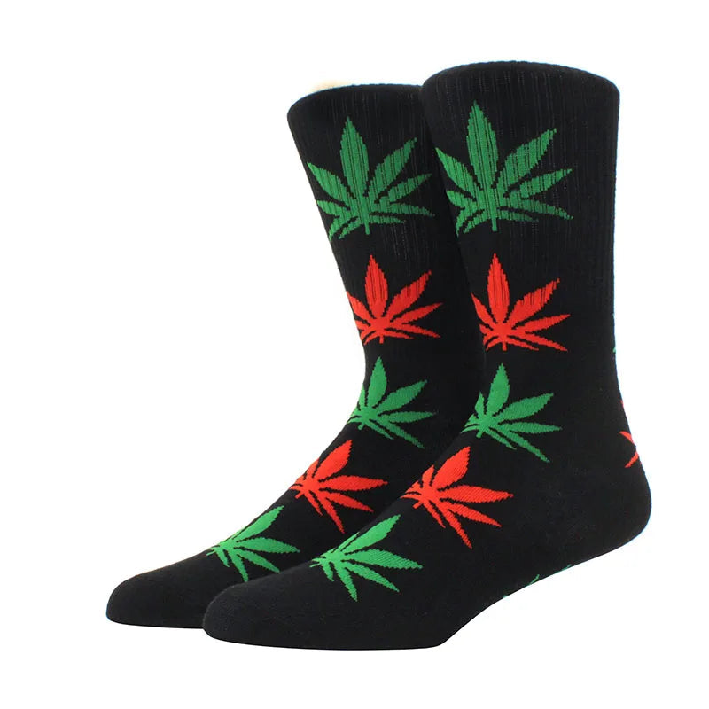 1 pair Men's Fashion Business Weed Hemp Cotton Socks Street Fashion Skateboard Couple Girls Harajuku Trend Socks Give Men a Gift Good Vibrations Adult Super Store