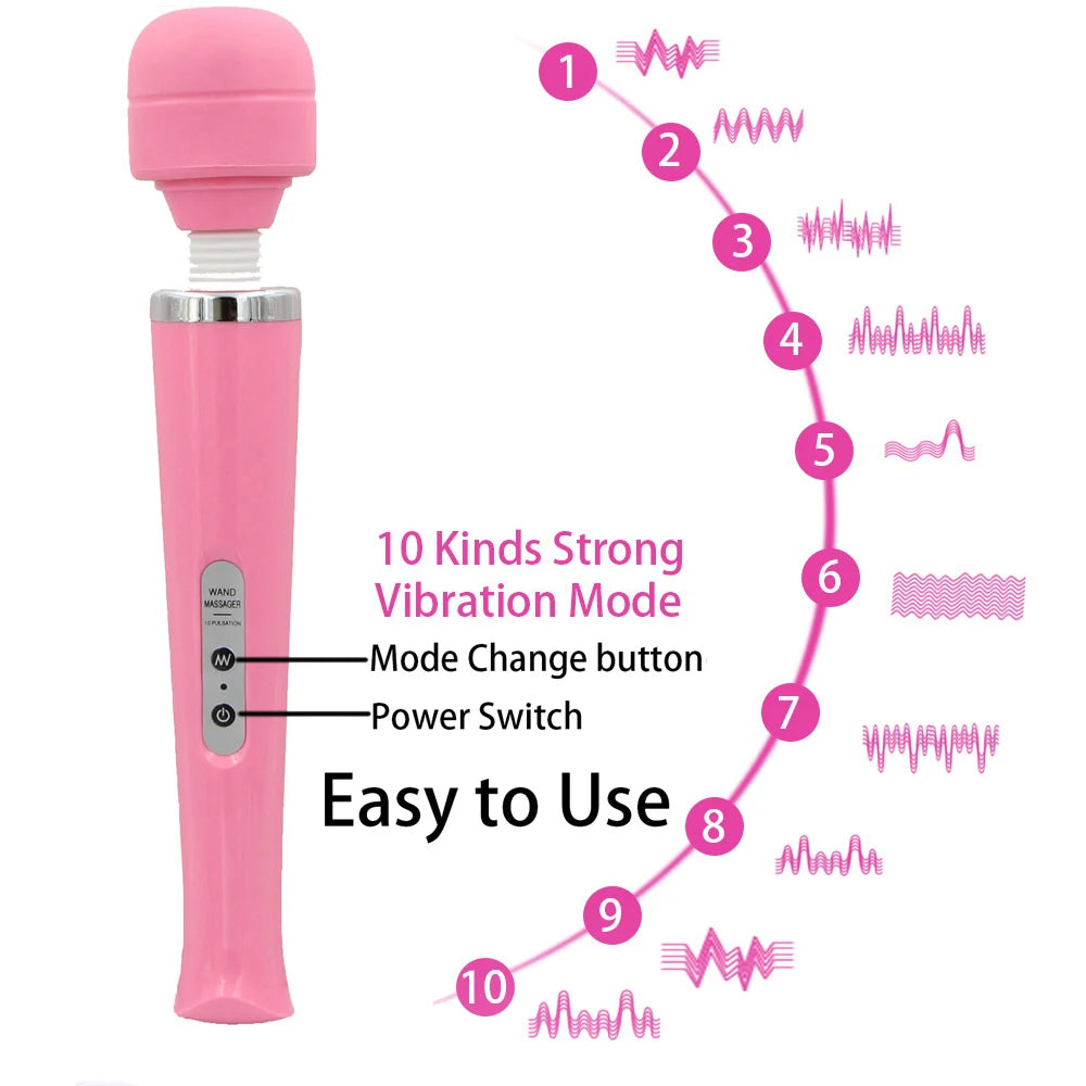 Powerful 10 Speeds Big Vibrator Magic Wand Body Massager Clitoris Stimulator Sex Toy for Women Adults 18 Female Masturbator Shop GOOD Vibrations
