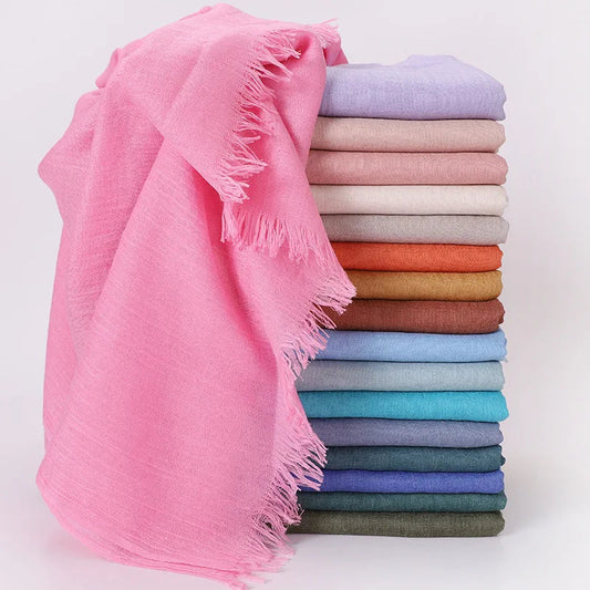 High Quality Viscose Cotton Hijab Shawls Plain Tassels Polyester Veils for Hijab Ladies Good Vibrations