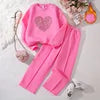 Hot Girls Suit Autumn and Winter New Children's Love Long-Sleeved Sweater Casual Trousers Thin Velvet Two-Piece Set Good Vibrations