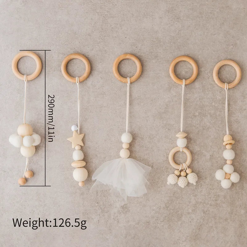 Baby Toys Wooden Play Gym Toys Nordic Baby Room Decor Wood Nursery Sensory Toy Gift Infant Room Clothes Rack Accessories Rattles Good Vibrations