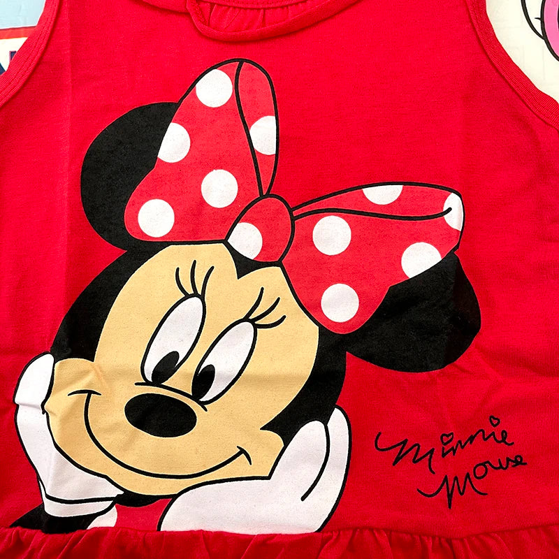 New Fashion Baby Girls Dress Summer Dress Cartoon Cotton Red Minnie Dress Princess Dress Children's Girl Clothing 1-6Years Good Vibrations