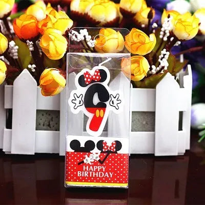 Hot Happy Birthday Number 0-9 Candles Cartoon Mickey Minnie Mouse Candle Cake Cupcake Topper Party Decoration Supplies DIY Gifts Good Vibrations