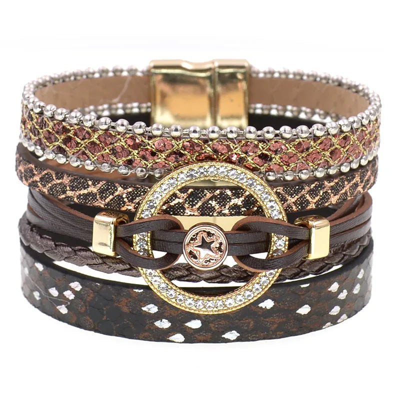 Charm Leather Bracelets For Women Trendy Boho bracelet Multilayer Wrap Bracelet women Female Jewelry Good Vibrations