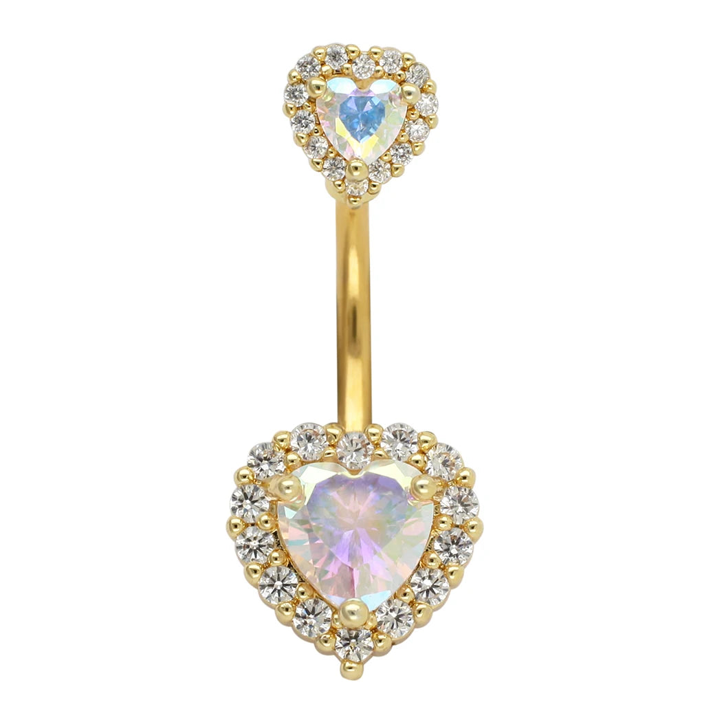 JHJT 14G Heart Belly Button Piercing Navel Ring 316L Surgical Stainless Steel CZ Belly Piercing Ombligo Jewelry for Women Good Vibrations Adult Super Store