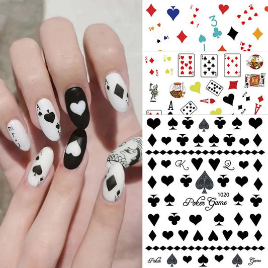 Waterproof Adhesive Decals Interesting Manicure Poker Nail Art Sticker Playing Cards Design DIY Nail Decoration Good Vibrations