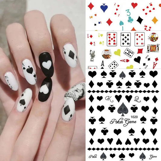 Waterproof Adhesive Decals Interesting Manicure Poker Nail Art Sticker Playing Cards Design DIY Nail Decoration Good Vibrations