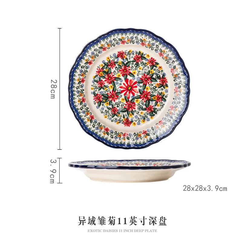 LingAo Ceramic noodle bowl, double-ear bowl, plate tableware set Good Vibrations