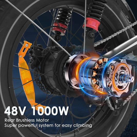 Free Shipping in US Electric Bike S8 1000W Powerful Motor 48V 17.5AH 20 Inch Fat Tire City Bike for Adult Commuting Urban E Bike Good Vibrations