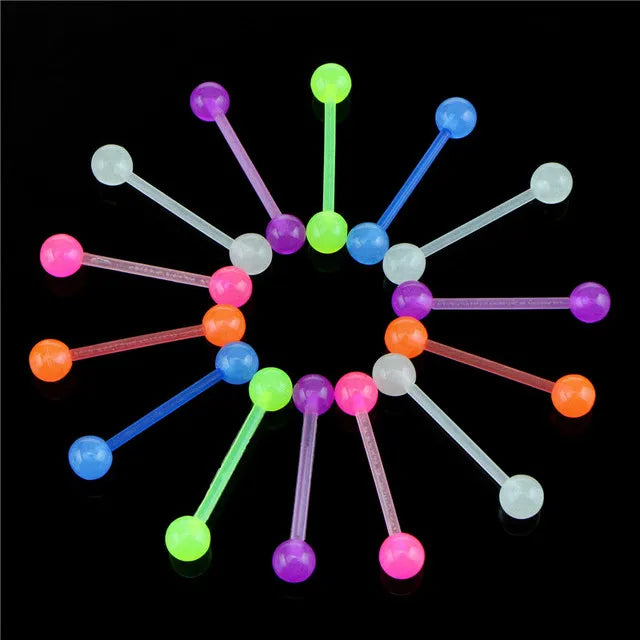 6PCS Stainless Steel Glorious Tongue Ring Bulk 14G Nipple Piercing Bar Lot Glitter Tongue Piercing Set Barbell Piercing Jewelry Good Vibrations Adult Super Store