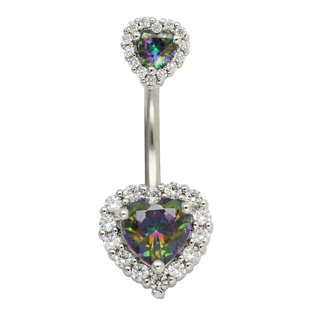 JHJT 14G Heart Belly Button Piercing Navel Ring 316L Surgical Stainless Steel CZ Belly Piercing Ombligo Jewelry for Women Good Vibrations Adult Super Store
