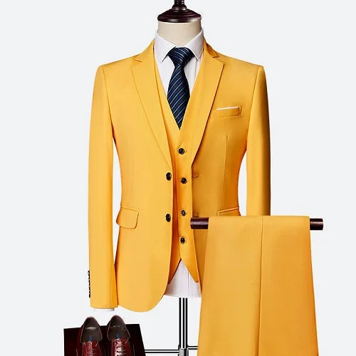 Wedding suit men classical Men's Business suit 3 pieces New Formal Korean Slims Suit Dress Suit tuxedo groom suit Good Vibrations