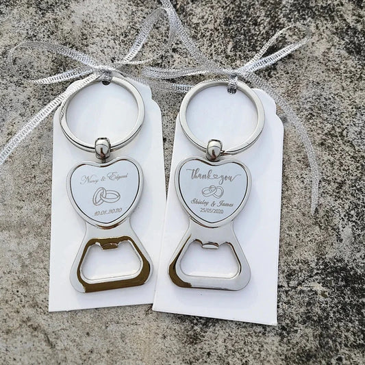 Customized Wedding Gifts For Guests Heart Bottle Wine Opener / Keychain Wedding Favor Birthday Party Souvenir Personalized Good Vibrations