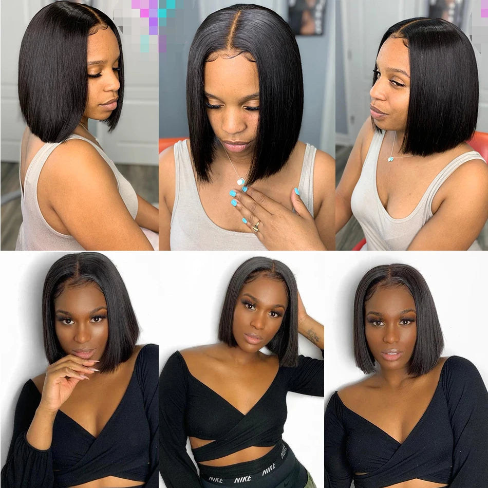 Glueless Wigs 13x4 Short Bob Wigs Bone Straight Lace Front Human Hair Wigs for Women Brazilian HD Transparent Lace Frontal Wigs Good Vibrations