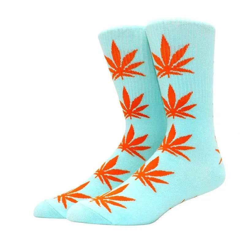 1 pair Men's Fashion Business Weed Hemp Cotton Socks Street Fashion Skateboard Couple Girls Harajuku Trend Socks Give Men a Gift Good Vibrations Adult Super Store