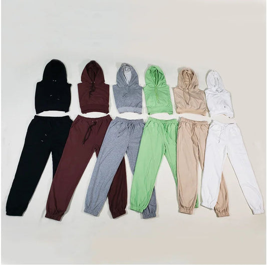 2021 Autumn Winter Jogger Jumper Gym Custom Workout 2 Piece Women Set Crop Top Oversize Hoodie Women Sweatshirt Good Vibrations