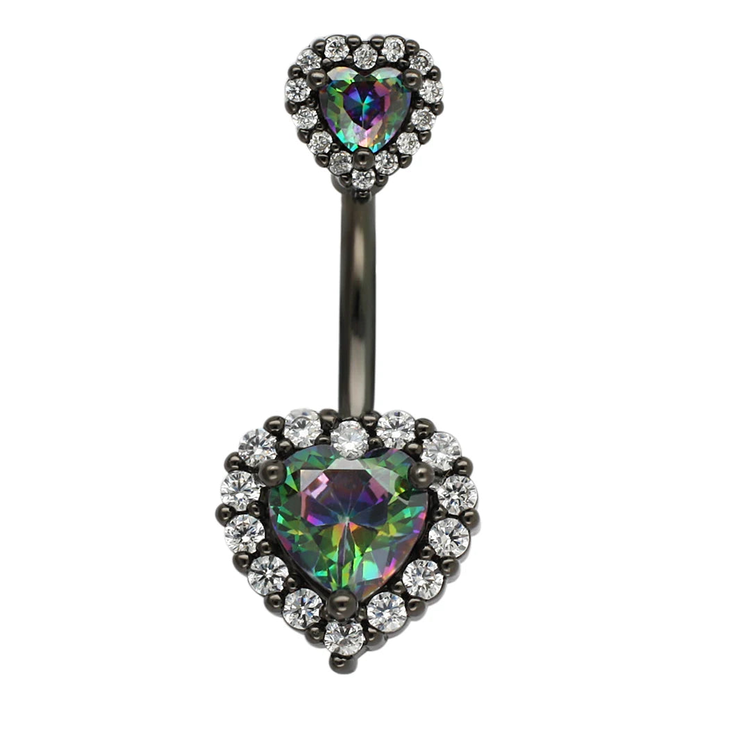 JHJT 14G Heart Belly Button Piercing Navel Ring 316L Surgical Stainless Steel CZ Belly Piercing Ombligo Jewelry for Women Good Vibrations Adult Super Store