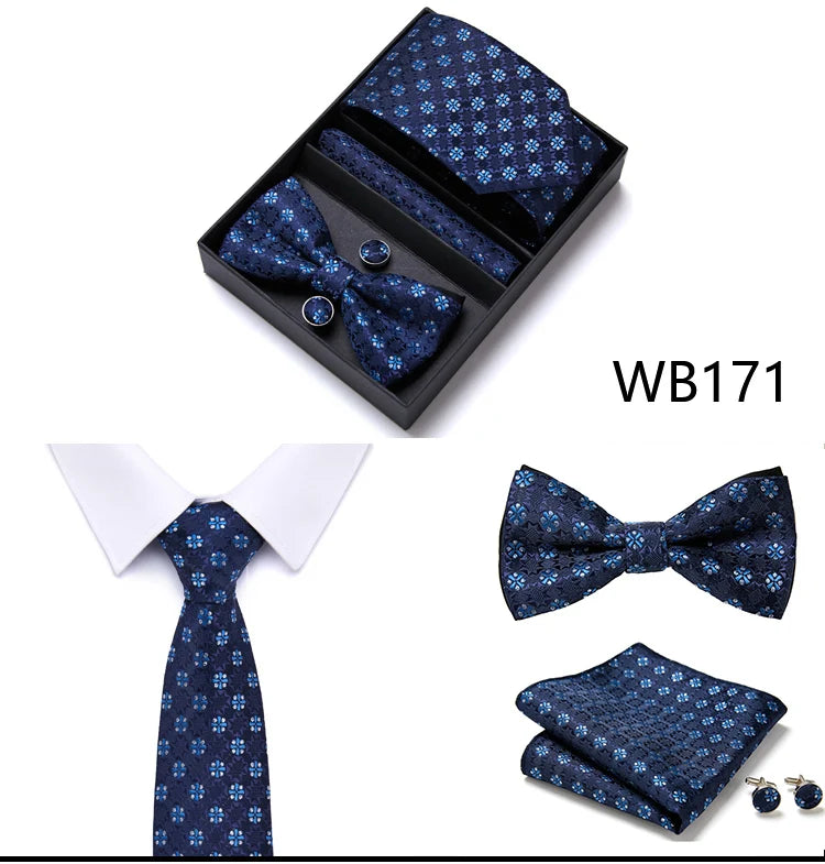 Tie For Men Formal Dress Tuxedo NeckTie Handkerchief Bow Tie Set PlaisyParty Groom Wedding Butterfly Bowtie In Box Good Vibrations