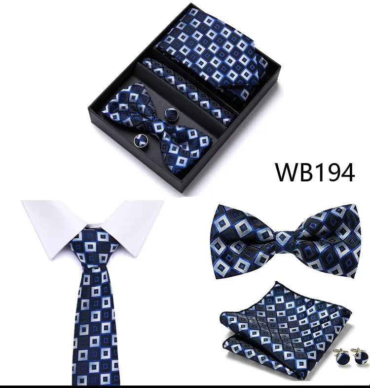 Tie For Men Formal Dress Tuxedo NeckTie Handkerchief Bow Tie Set PlaisyParty Groom Wedding Butterfly Bowtie In Box Good Vibrations