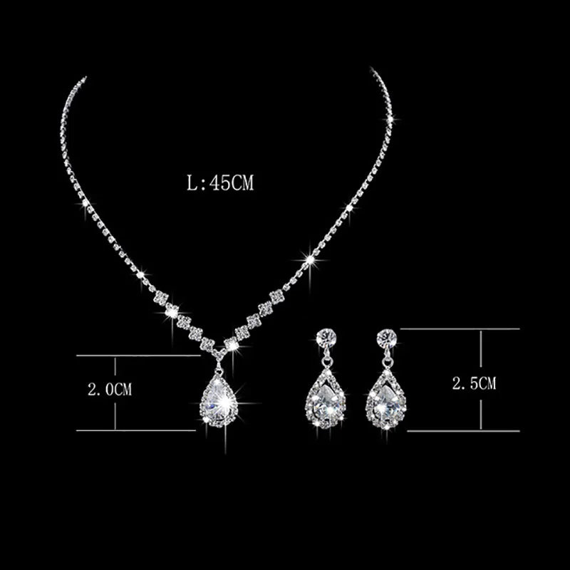Fashion Crystal Bride Jewelry Set Rhinestone Silver-plated Wedding Dress Banquet Necklace Earring Set Ladies Gift Good Vibrations Adult Super Store